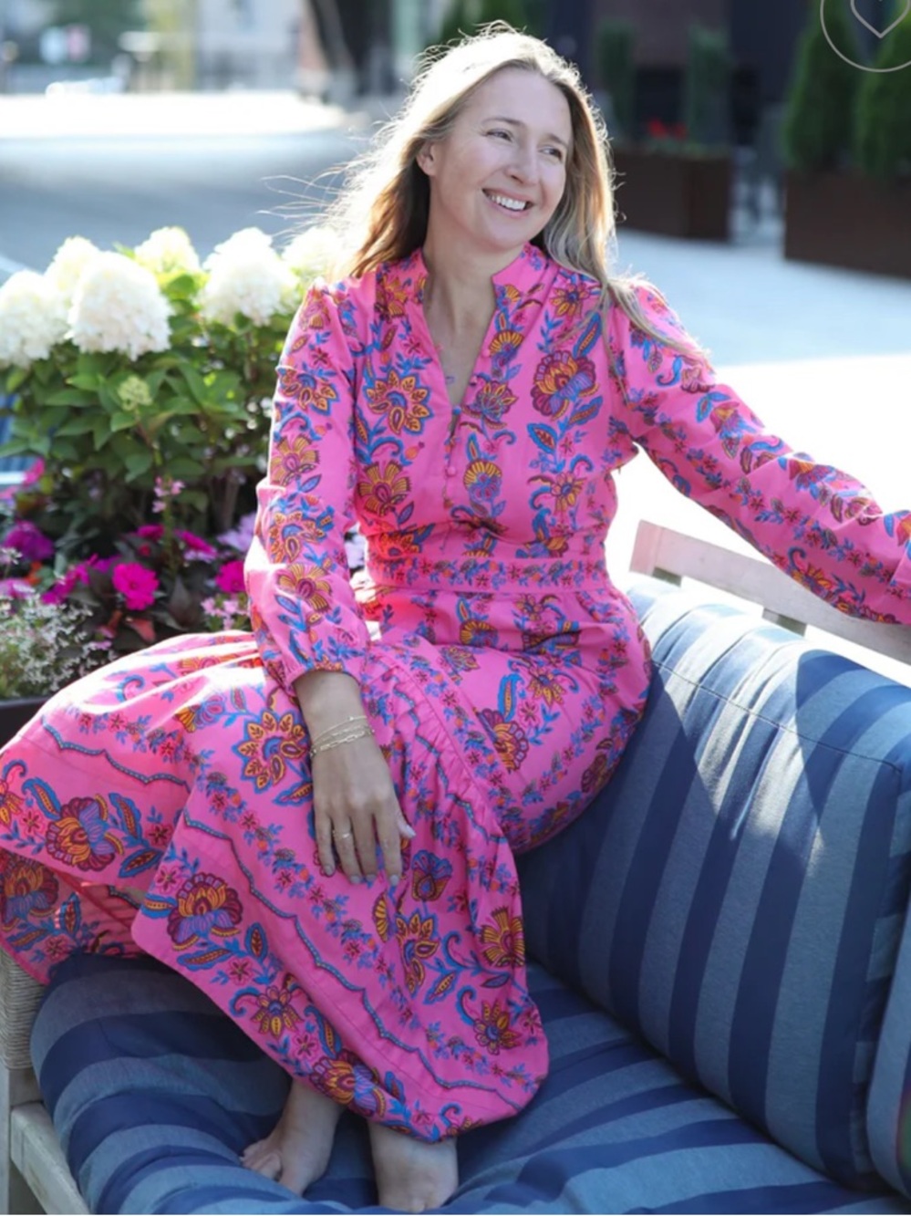 Printfresh Pink Floral Maxi Dress. Medium.